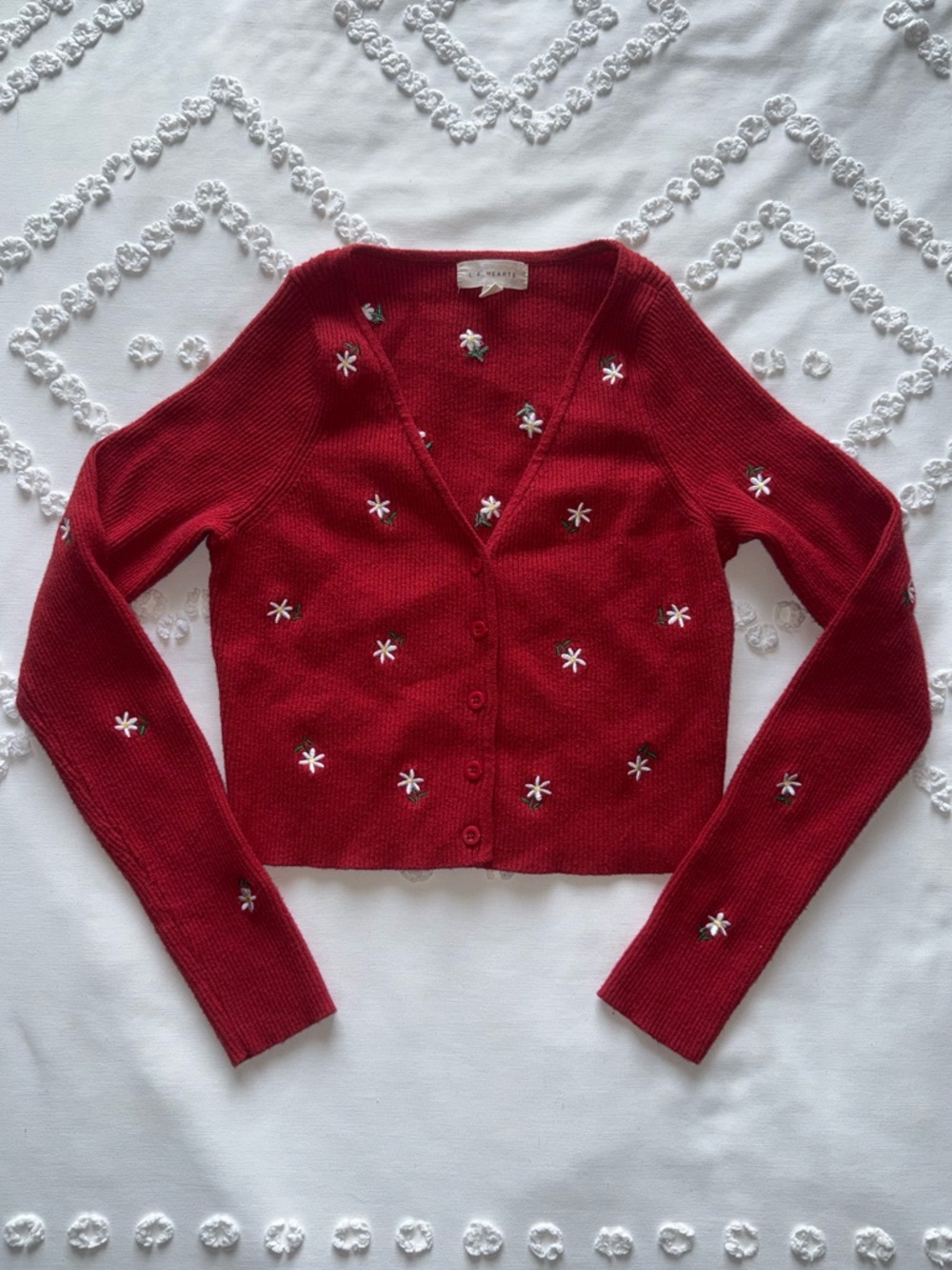 LA HEARTS Embroidered Floral Cardigan